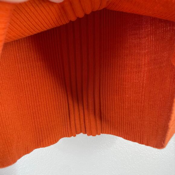 So...GSJC Pumpkin Ribbed Long Sleeve V-neck Blouse Large Retro 80s Hippie - Picture 3 of 10